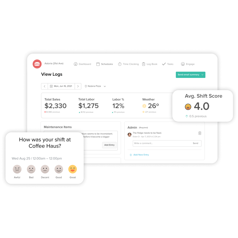 manager log book screenshot